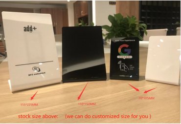 13.56Mhz可編程清晰亞克力NFC顯示牌QR碼 透明亞克力NFC菜單支架自定義亞克力NFC社交媒體顯示谷歌評論NFC雙面支架NFC亞克力支架